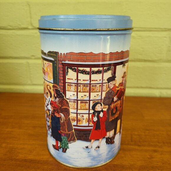 M & M Season's Greetings Christmas Tin 1991 Collectible Santa Village Vintage T3 - Picture 3 of 8